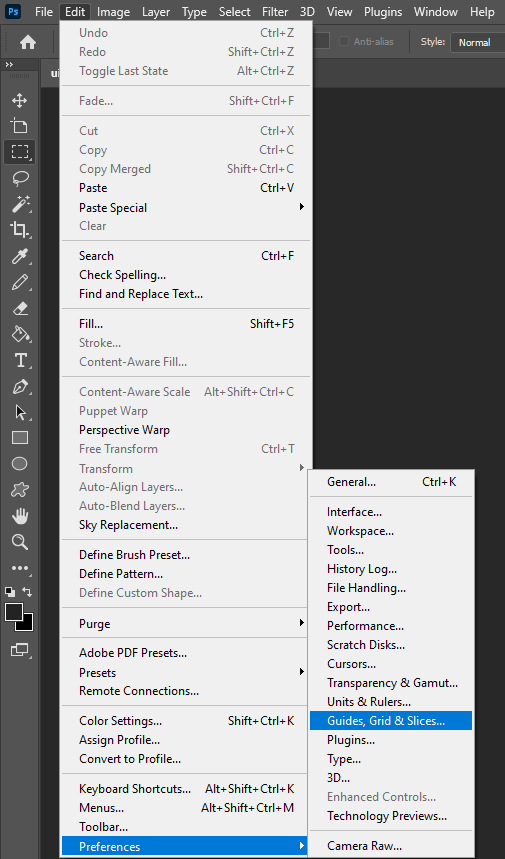 Photoshop grid centered